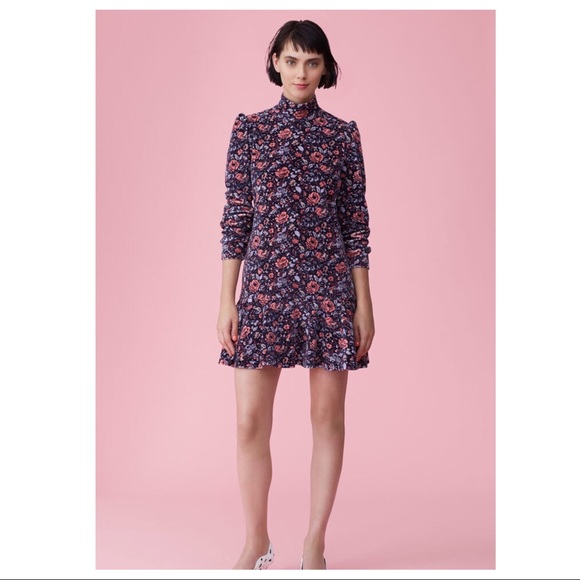 NEW REBECCA TAYLOR FLORAL VELOUR MINI DRESS - Picture 10 of 10